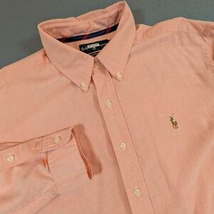 Ralph Lauren Button Down Shirt Mens XL Salmon Peach Classic Oxford Flesh Pony